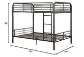 Bristol Metal Full Over Full Bunk Bed in Gunmetal